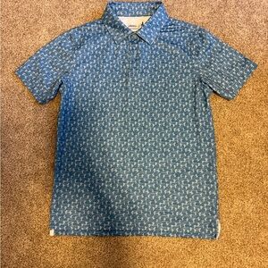johnnie-O Blue Short-Sleeve Performance Palm-Print Polo